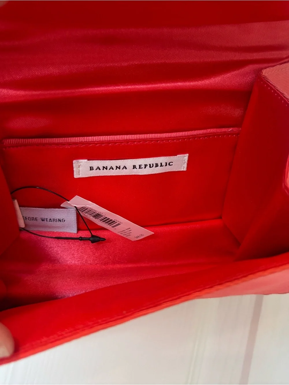 Banana Republic Coral Satin Shoulder Bag with Gold Chain and Jewel Accents